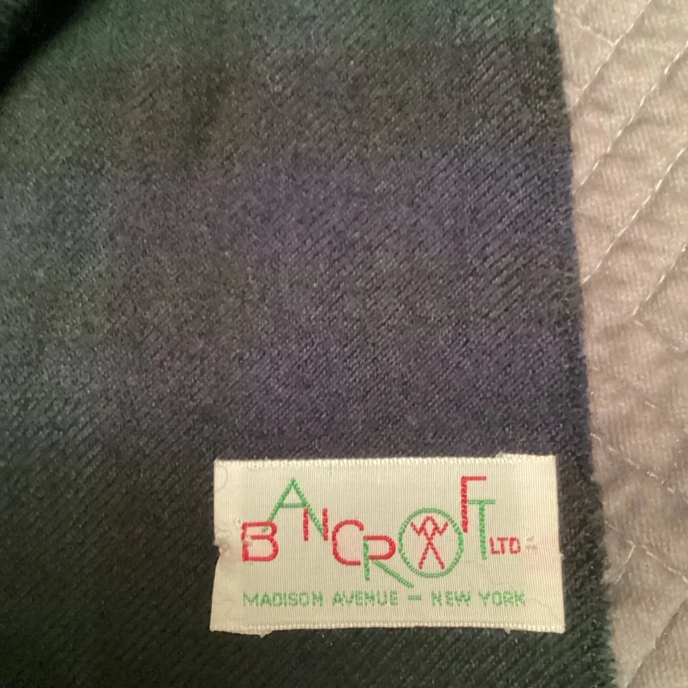 Men's Green and Black Tartan Scarf, W10”/L5.